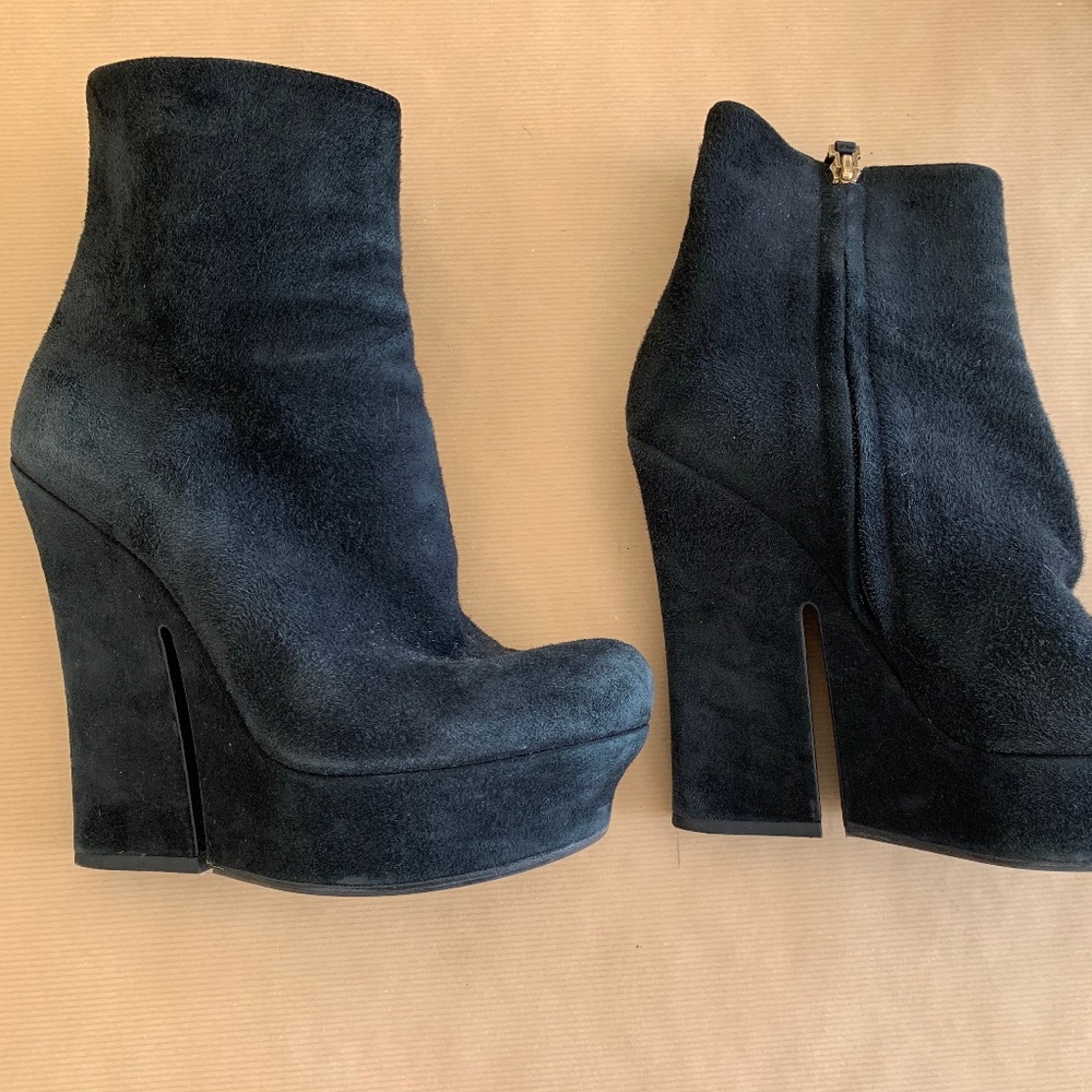 YSL Black Suede Booties